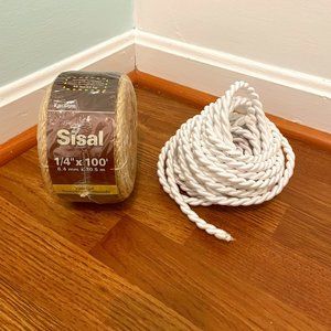 Twisted Sisal Rope & White Nautial Craft Rope